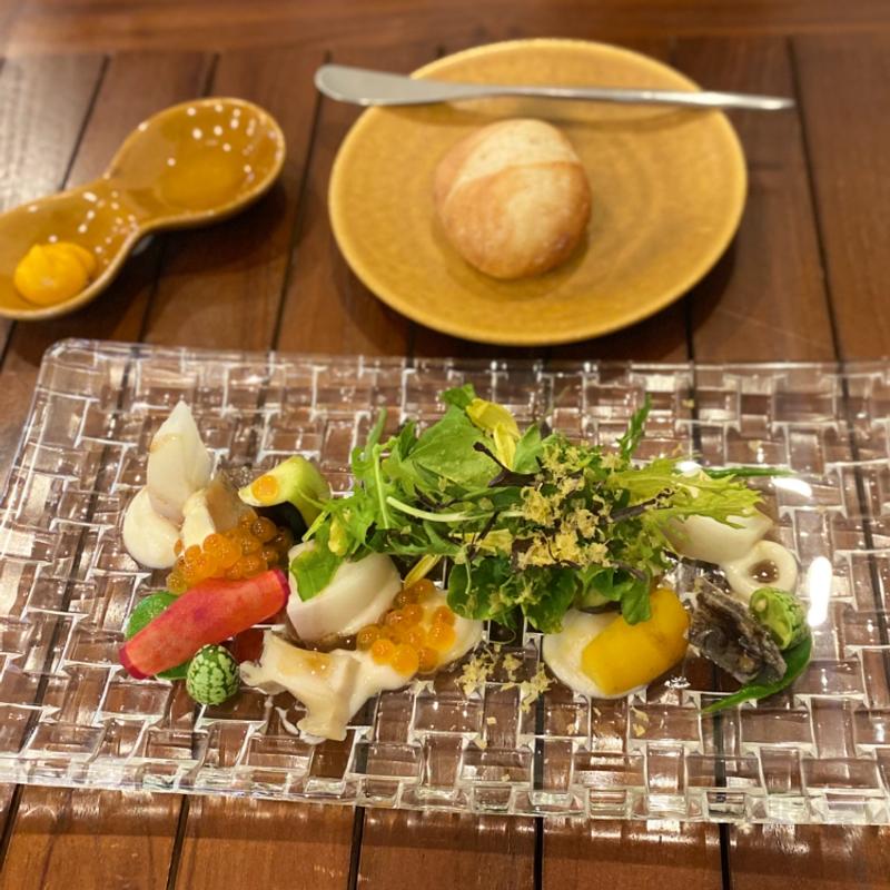 アワビ・北山農園”旬野菜サラダ”(Cultiver)