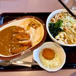 カツカレー＋Aセットかけうどん＋サービスメンチカツ