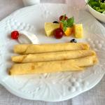 カハラシンパンケーキ メイプルバターとクリーム 季節のフルーツ添え