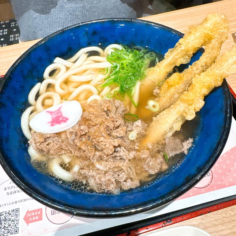 ごぼう天3個と肉うどん(資さんうどん南津守店)