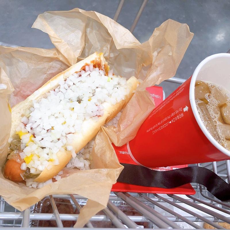 ホットドッグ、ドリンク(コストコホールセール 南アルプス倉庫店)