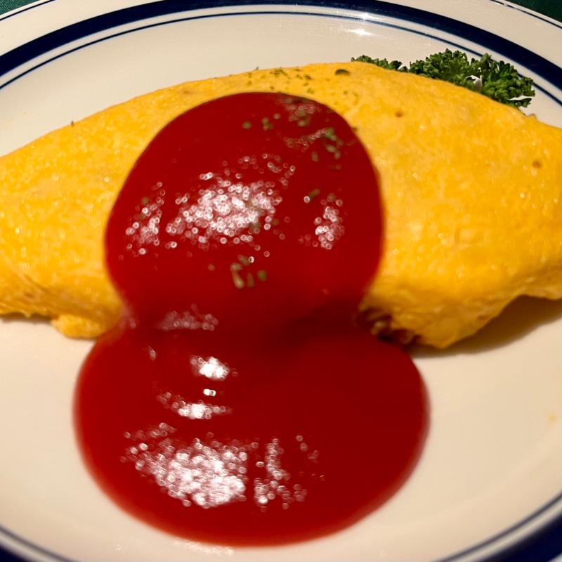 奥久慈卵の巻き巻きケチャップオムライス(ちょーと亭)