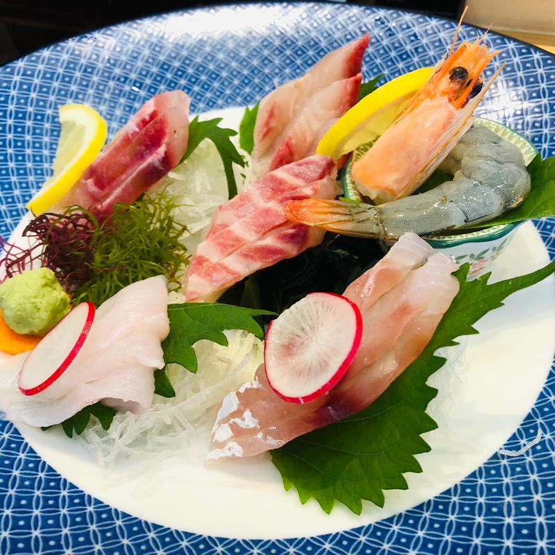 お造り_白姫海老付きお刺身定食(こめやさかなや 卸本町店)