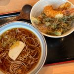 おすすめセット（海老、イカ、タラの芽の天丼とお蕎麦）(笹陣 渋谷店)