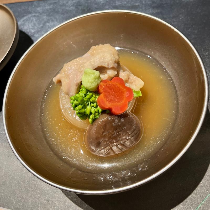 極み大根と合鴨治部煮風 椎茸 菜の花(SHARI赤坂／鉄板焼みたき赤坂)