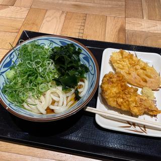 ぶっかけうどん 大、かしわ天、れんこん天
