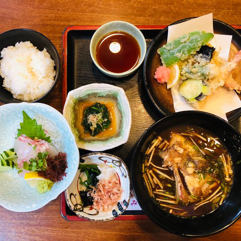 刺身付き天ぷら定食(和食 みち潮)