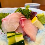 真鯛と寒鰤のお造り_刺身付き天ぷら定食