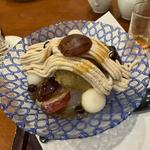 渋川栗とほうじ茶アイスあんみつ