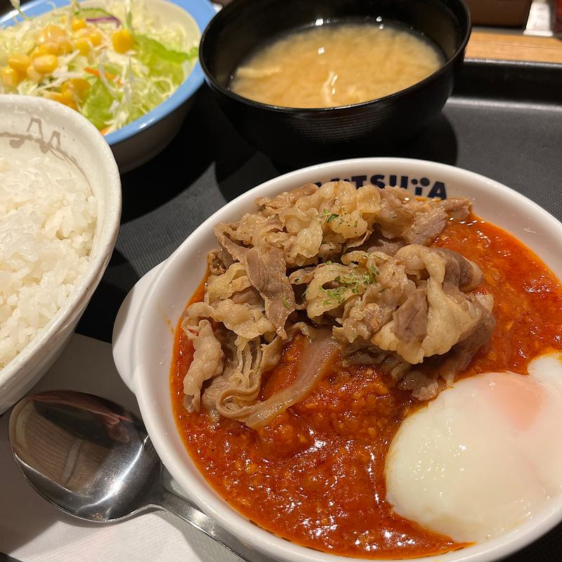 牛肉のあいがけうまトマハンバーグ定食(松屋 四条烏丸店)