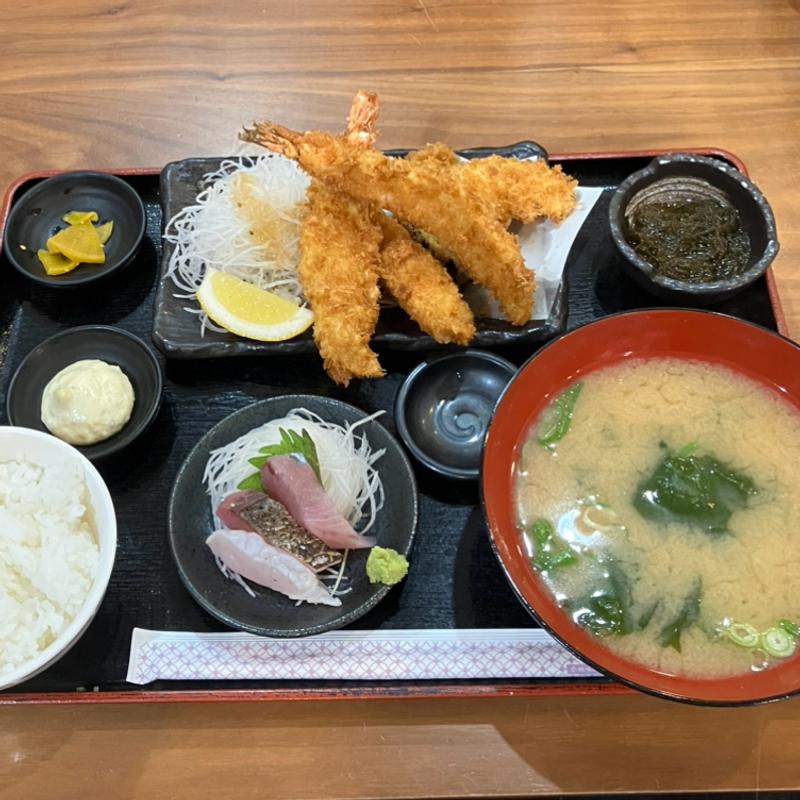 天然エビフライ定食(銀蔵 箕面駅前店)