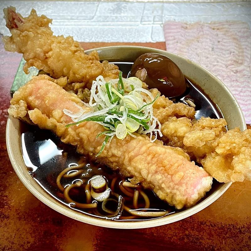 大海老天・ソーセージ天・味玉(そば千)