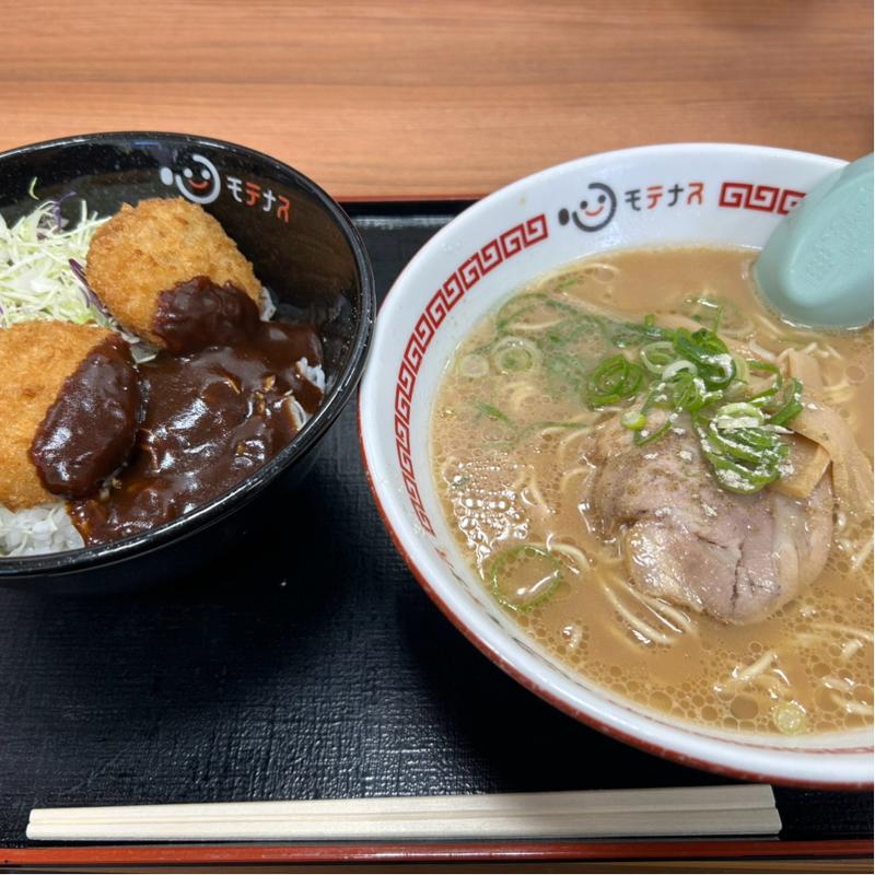 岡山ラーメンとデミカツ丼セット(福石パーキングエリアフードコート )