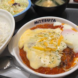 チーズうまトマハンバーグ 定食(松屋 四条烏丸店)