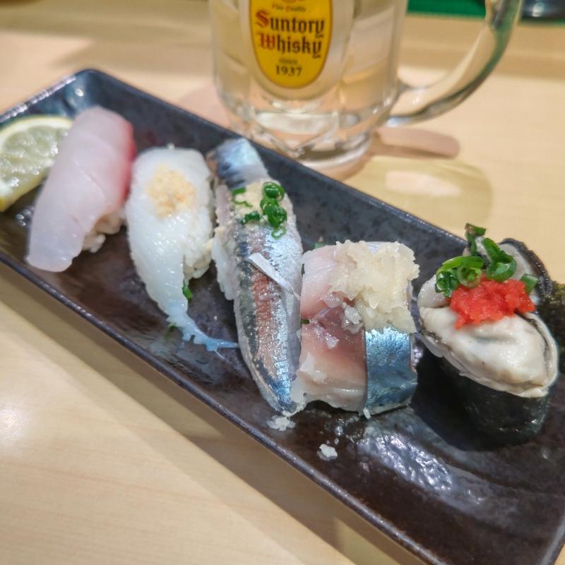 旬鮮五種盛(神奈川回転寿司 二代目ぐるめ亭 港南台バーズ店)