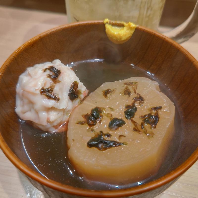 海おでん 海鮮しゅうまい・大根(貝 刺身専門店 しらはら 関内)