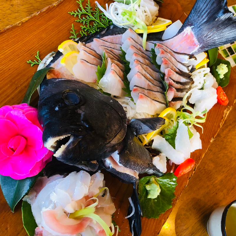 石鯛のお造り_雲丹丼定食(ドライブイン潮騒 )