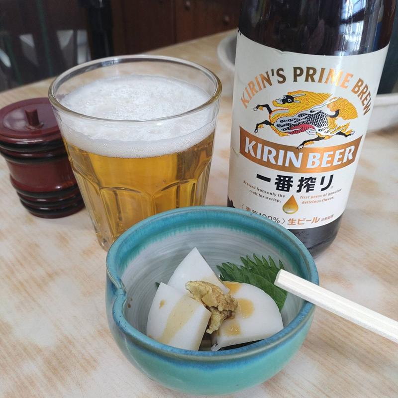 ビール中瓶 板わさ(越後屋)