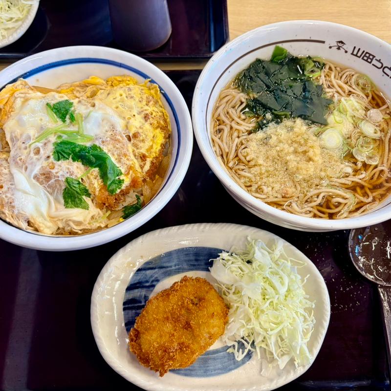 カツ丼＋Aセットたぬきそば＋カレーコロッケ(山田うどん食堂 羽生バイパス店)