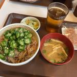かつぶしオクラ牛丼おしんこセット