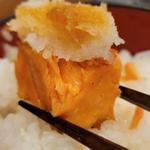 厚切り銀鮭塩焼き定食ご飯大盛り＋大根キンピラ＋インゲン胡麻和え(しんぱち食堂 大門店)