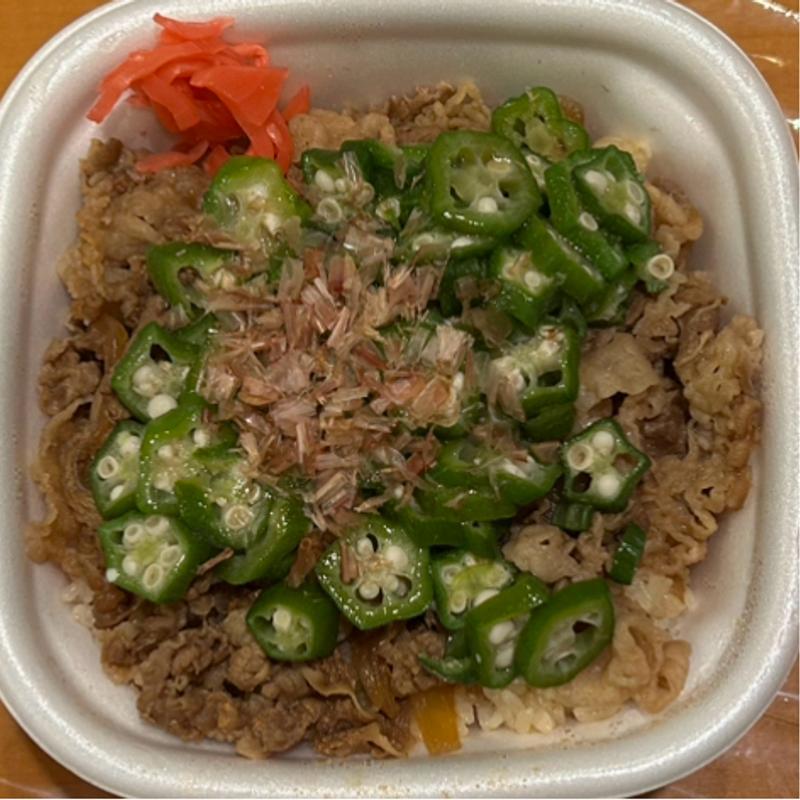 かつぶしオクラ牛丼(大盛り)(すき家 枚方中宮東之町店 )