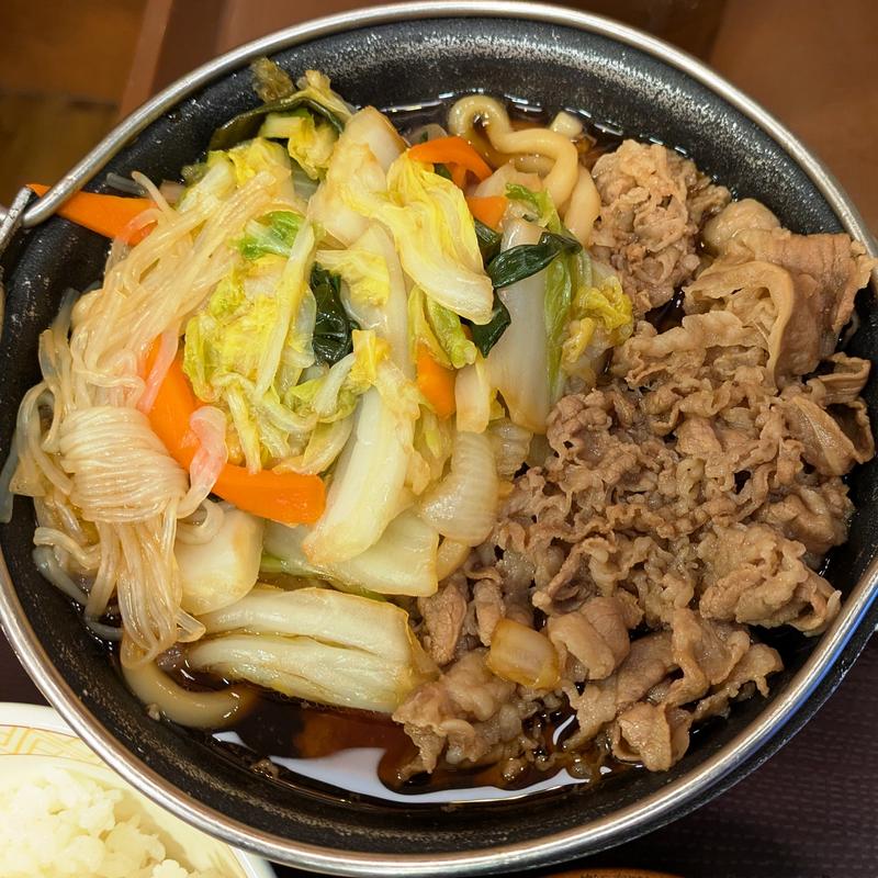 牛すき鍋定食 肉2倍盛り(すき家 鹿島田駅前店)