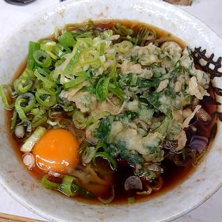 春菊天そば+生卵+ネギトッピング