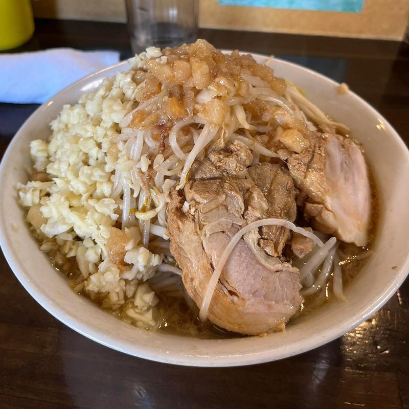 ラーメン並 並 300g ニンニクマシマシ 野菜マシ(あしたの夏二郎 水島店)