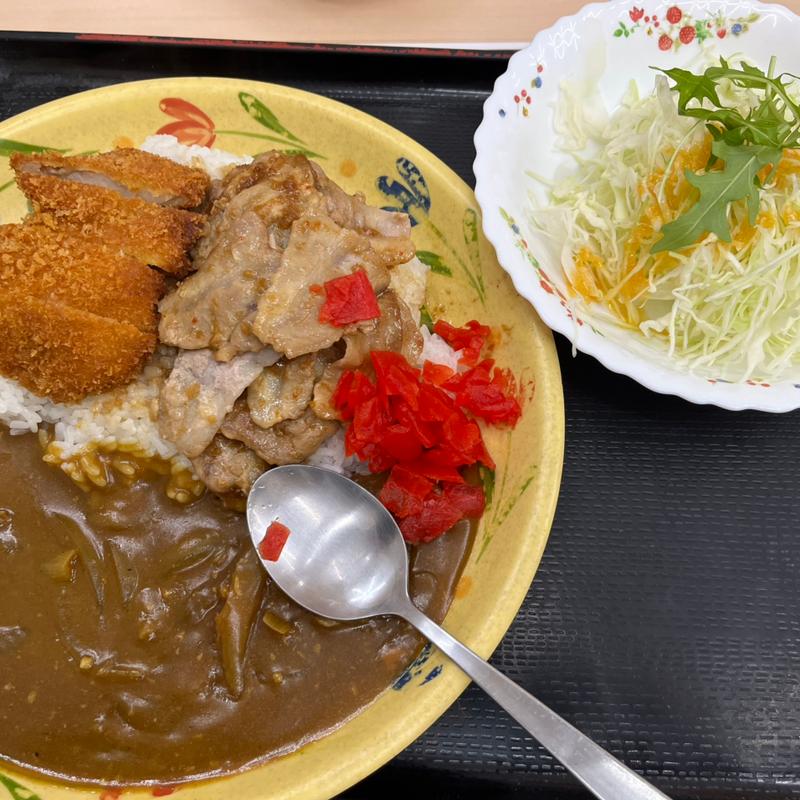 手作りカレーとチキンカツ　スタミナ焼ハーフ(銀シャリ亭 新外店 )