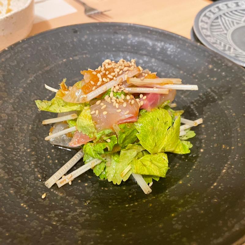 真鯛とホワイトセロリ青唐辛子敢え(さか田)