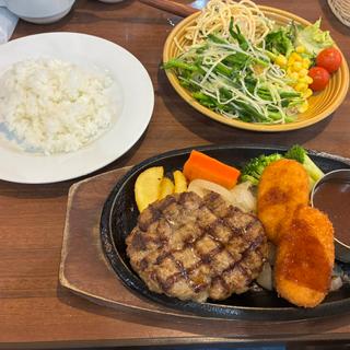 日替りランチ スエヒロハンバーグ&カニクリームコロッケ サラダバーセット(スエヒロ館 東葛西店)