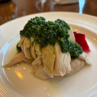 蒸し鶏の葱生姜ソース(銀座アスター 鎌倉賓館)