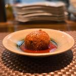 A5等級宮崎牛100%メンチカツ 自家製トマトソースで(イワナガ食堂)