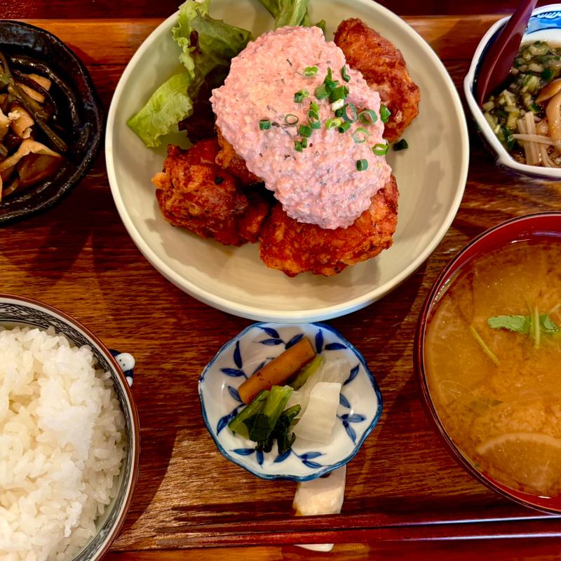 鳥唐揚げ定食(ちくわ)