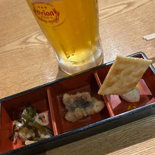 オリオン生ビール　お通し(沖縄の台所ぱいかじ 恩納本店)