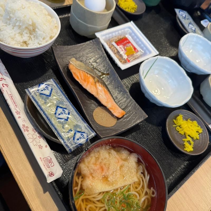 鮭＆納豆W朝定食(ハーフえきそば付き)(マネキダイニング別所PA下り店)