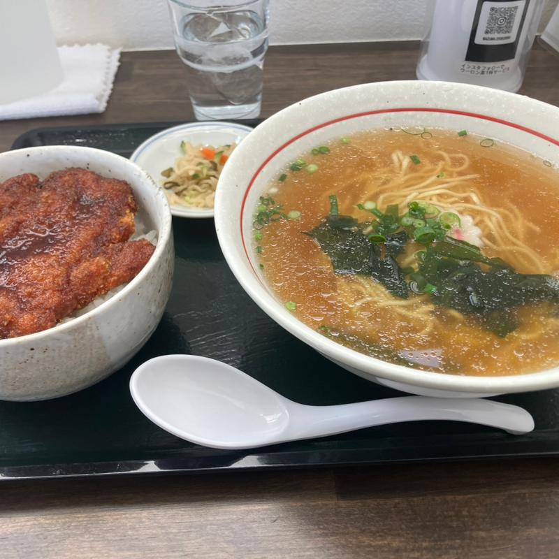 鶏ソースカツ丼　ラーメンセット(あずま食堂)