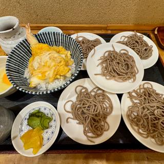 ミニ天とじ丼皿そば