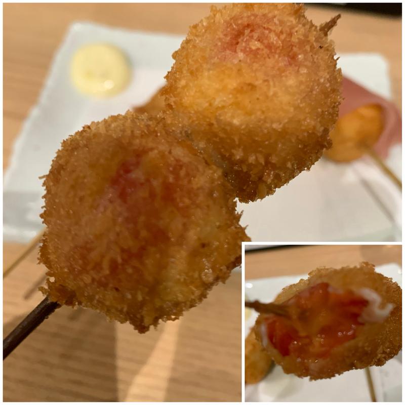 肉巻きトマト(酒場 千代鶴 和食居酒屋 大山・おでん日本酒)