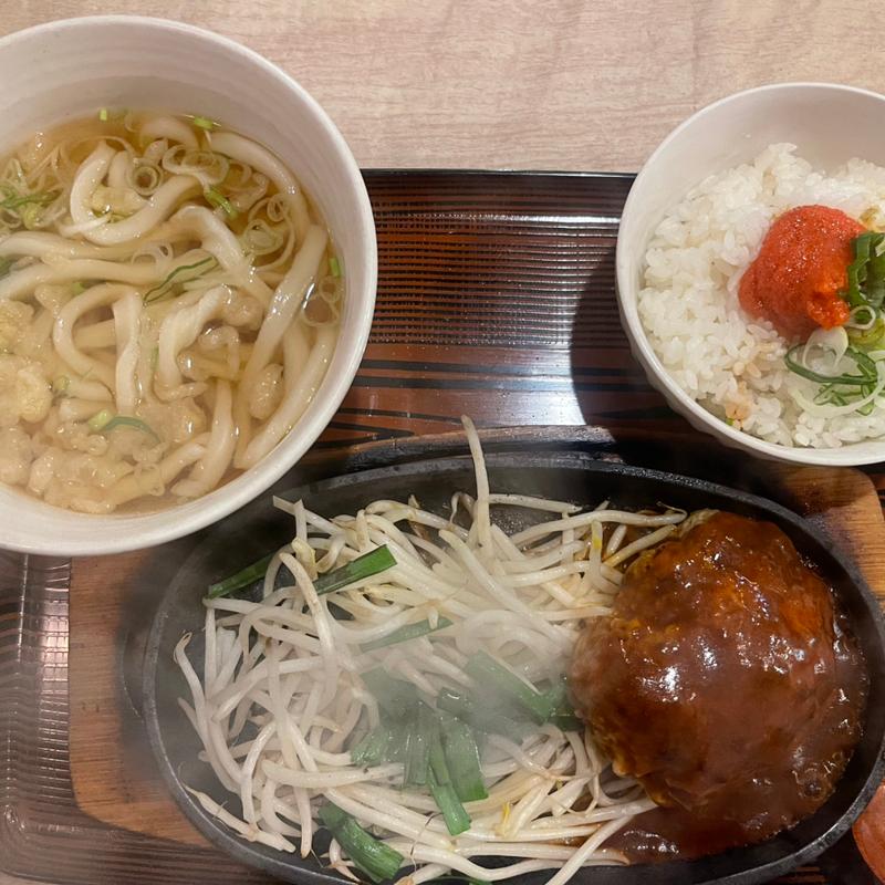 ハンバーグセット　明太子ごはん(武州うどんあかね&みどりダイニング)
