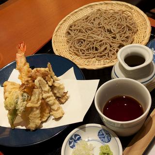 大海老・穴子・舞たけ天ざる(二代目たまき庵)