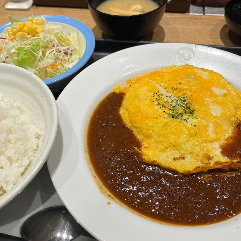 オムデミハンバーグ定食(松屋 四条烏丸店)