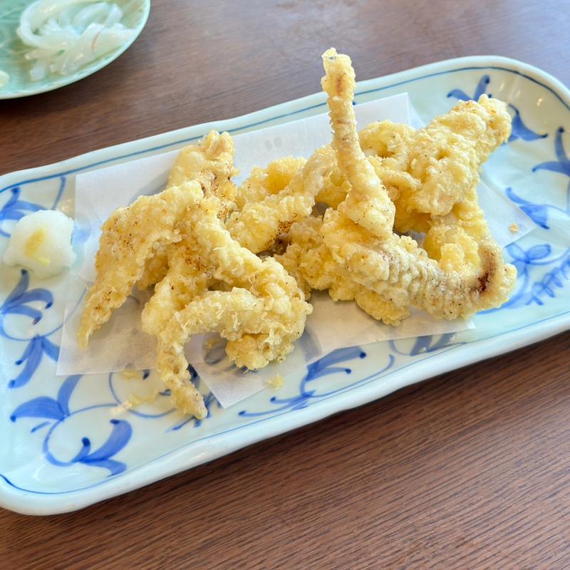 イカ活き造り(頬、下足天ぷら)(一山 いけす)