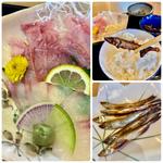 琵琶湖のお魚定食　2種盛り（岩床なまず刺身、にごい刺身）