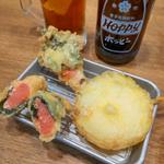 明太子天・白身梅肉天・たまねぎ天