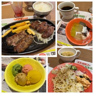 炭焼きがんこハンバーグ&炭焼き乱切りロースステーキランチ・新鮮サラダバー・ジェラート＆ドリンクバー(ステーキハウス ブロンコビリー大野城御笠川店)