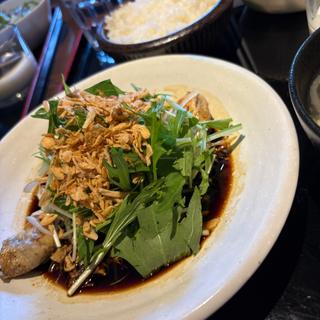 柔らか蒸し鶏の葱油醤油定食