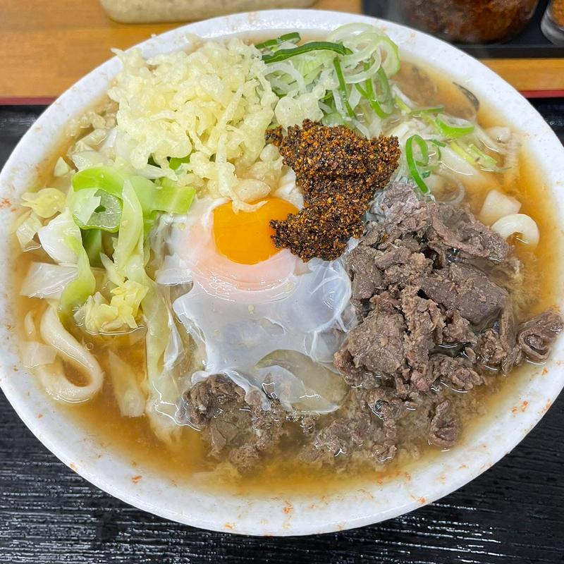 肉たまごうどん 大盛り(たけ川うどん )