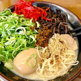 博多らーめん+味玉+ねぎ+キクラゲ+味玉(博多らーめん 清水屋 姫宮店)